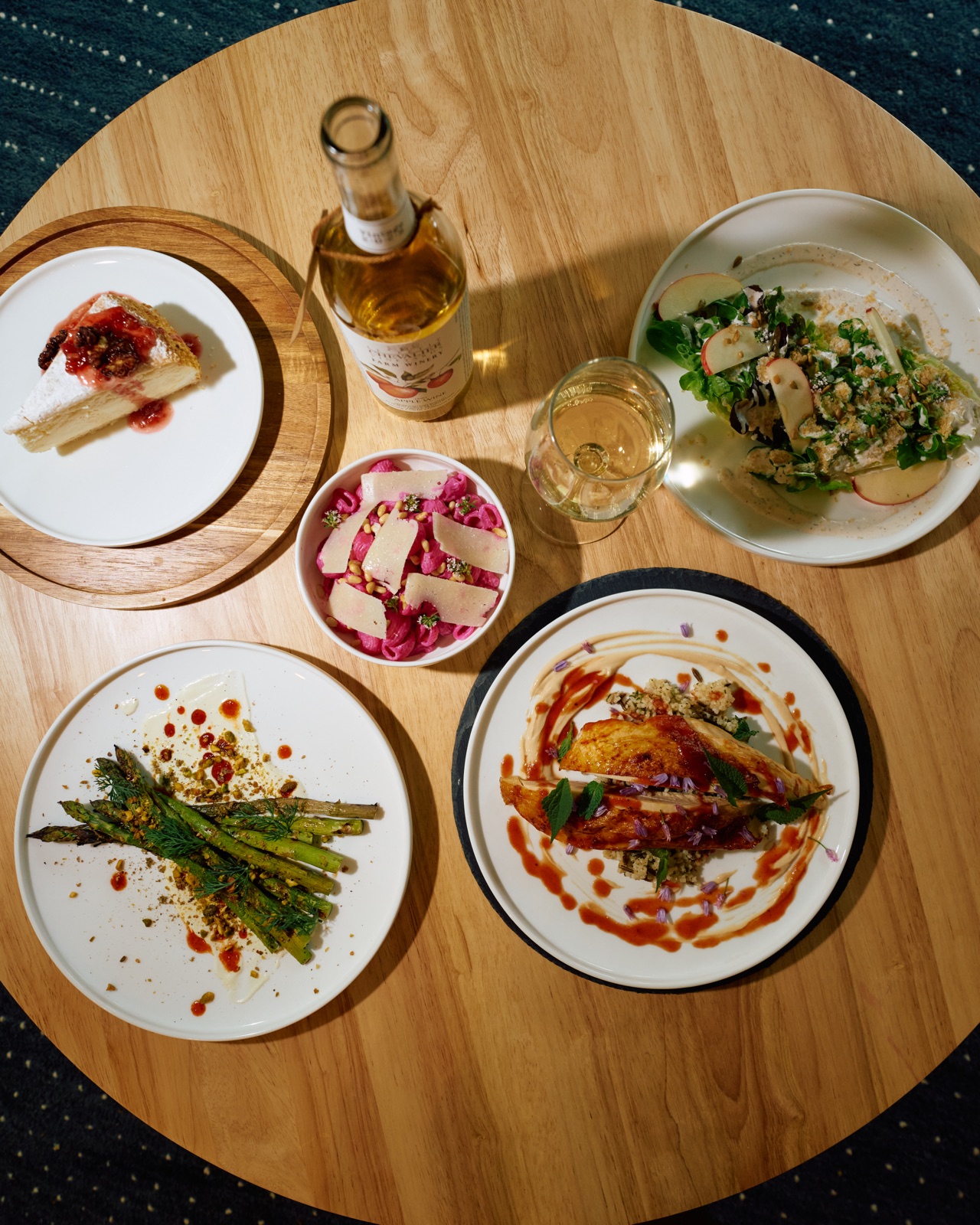A table set with a full private dinner